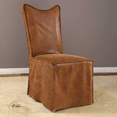 DELROY ARMLESS CHAIR, COGNAC, SET OF 2