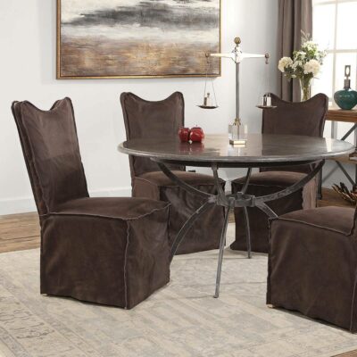DELROY ARMLESS CHAIR, CHOCOLATE, SET OF 2