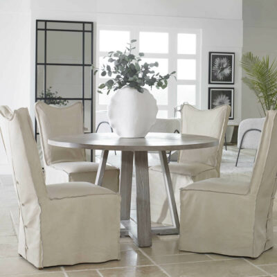 DELROY ARMLESS CHAIR, STONE IVORY, SET OF 2