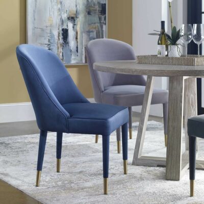 BRIE ARMLESS CHAIR, SAPPHIRE, SET OF 2
